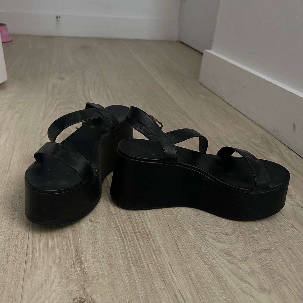 Nasty Gal Faux Leather Open Toe Platform Sandals